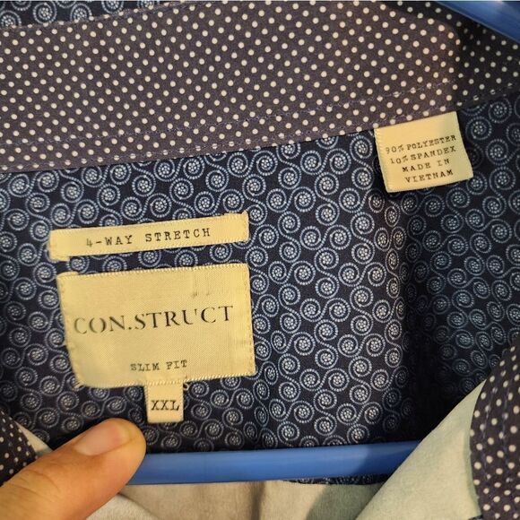 Men's CON.STRUCT 4 Way Stretch "Slim-Fit" longsleeve button-down shirt, size XXL - Picture 2 of 3
